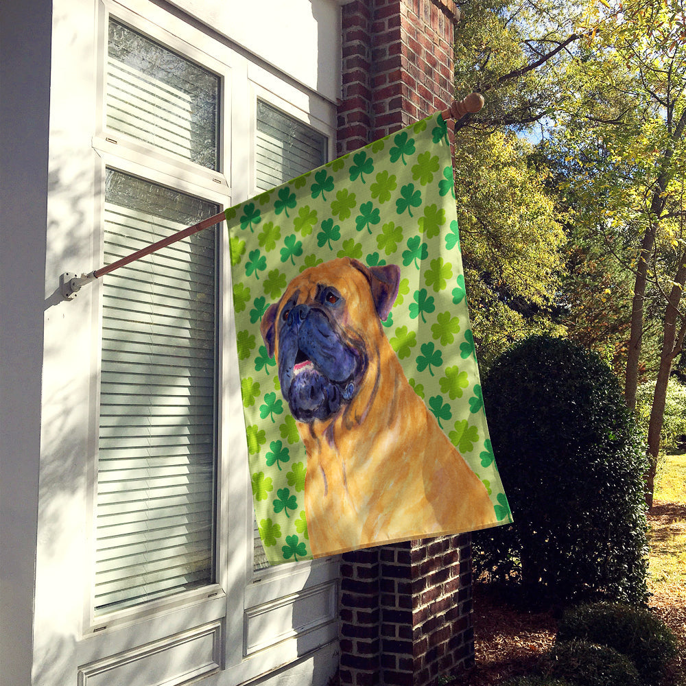 Mastiff St. Patrick's Day Shamrock Portrait House Flag 28x40 Porch Sleeve Pole Decorative Outside Yard Banner Artwork Wall Hanging, Polyester