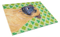Mastiff St. Patrick's Day Shamrock Portrait Cutting Board Tempered Glass Kitchen Cutting Surface, Heat Resistant Chopping, Non-Slip Feet, Food Prep & Serving