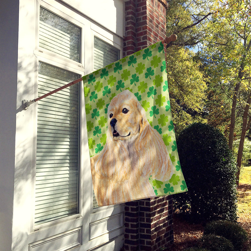 Cocker Spaniel St. Patrick's Day Shamrock Portrait House Flag 28x40 Porch Sleeve Pole Decorative Outside Yard Banner Artwork Wall Hanging, Polyester