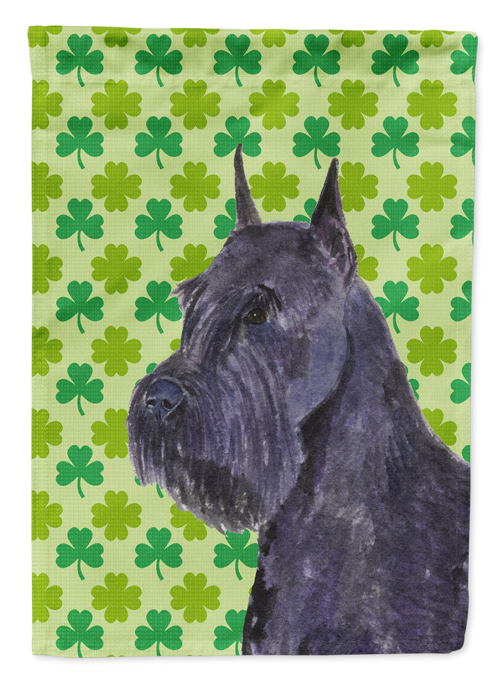 Schnauzer Giant St. Patrick's Day Shamrock Portrait House Flag 28x40 Porch Sleeve Pole Decorative Outside Yard Banner Artwork Wall Hanging, Polyester