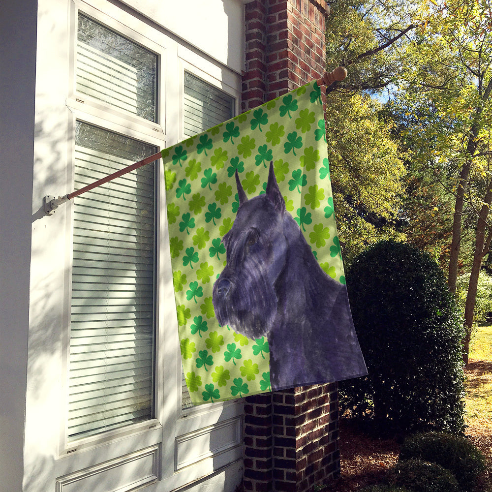 Schnauzer Giant St. Patrick's Day Shamrock Portrait House Flag 28x40 Porch Sleeve Pole Decorative Outside Yard Banner Artwork Wall Hanging, Polyester