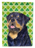 Rottweiler St. Patrick's Day Shamrock Portrait House Flag 28x40 Porch Sleeve Pole Decorative Outside Yard Banner Artwork Wall Hanging, Polyester