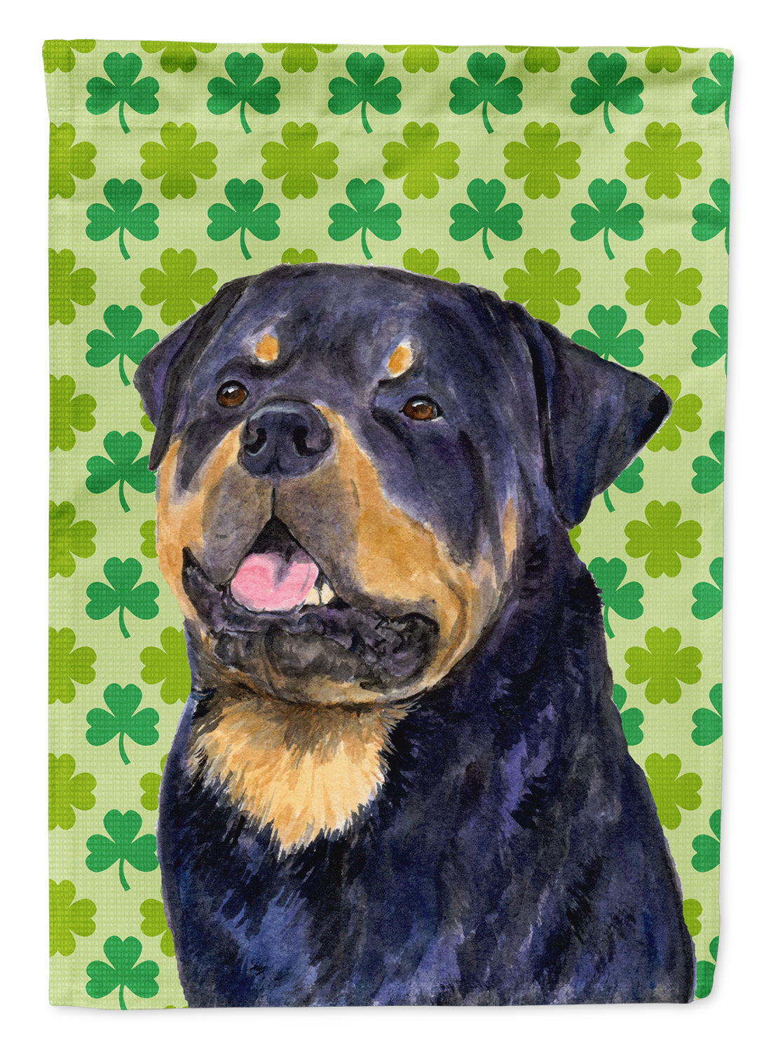 Rottweiler St. Patrick's Day Shamrock Portrait House Flag 28x40 Porch Sleeve Pole Decorative Outside Yard Banner Artwork Wall Hanging, Polyester