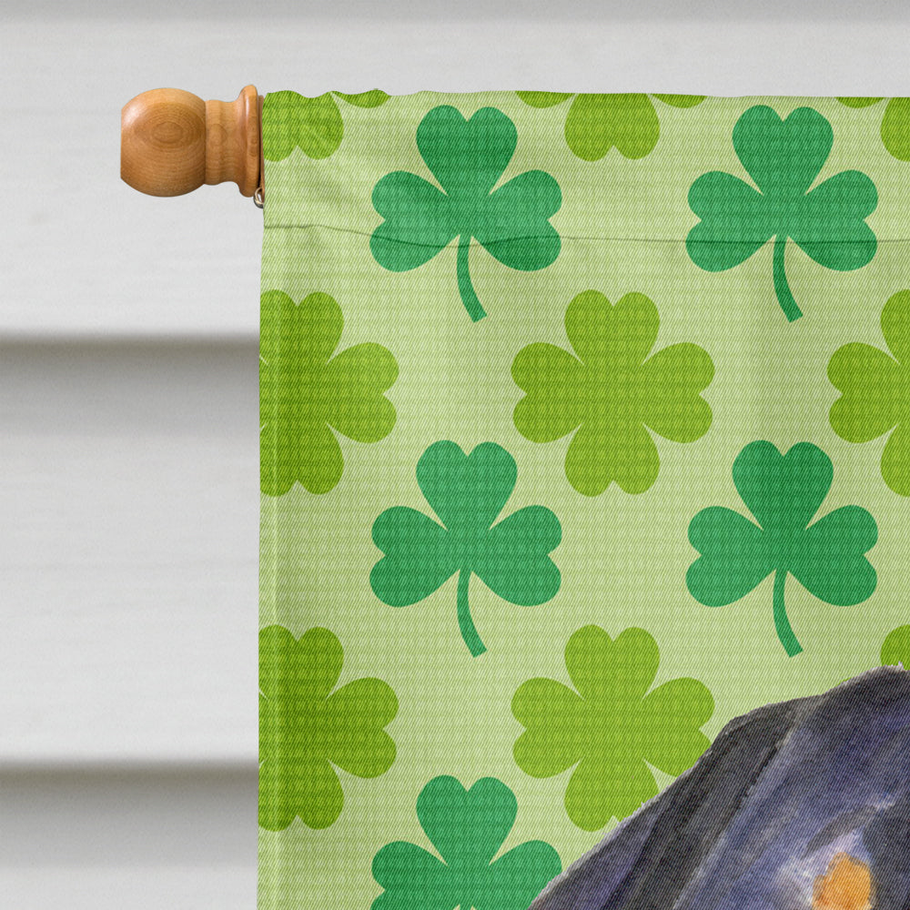 Rottweiler St. Patrick's Day Shamrock Portrait House Flag 28x40 Porch Sleeve Pole Decorative Outside Yard Banner Artwork Wall Hanging, Polyester