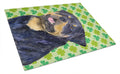 Rottweiler St. Patrick's Day Shamrock Portrait Cutting Board Tempered Glass Kitchen Cutting Surface, Heat Resistant Chopping, Non-Slip Feet, Food Prep & Serving