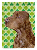 Field Spaniel St. Patrick's Day Shamrock Portrait House Flag 28x40 Porch Sleeve Pole Decorative Outside Yard Banner Artwork Wall Hanging, Polyester