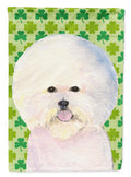Bichon Frise St. Patrick's Day Shamrock Portrait House Flag 28x40 Porch Sleeve Pole Decorative Outside Yard Banner Artwork Wall Hanging, Polyester