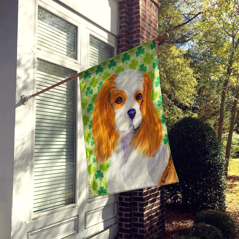 Cavalier Spaniel St. Patrick's Day Shamrock Portrait House Flag 28x40 Porch Sleeve Pole Decorative Outside Yard Banner Artwork Wall Hanging, Polyester