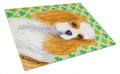 Cavalier Spaniel St. Patrick's Day Shamrock Portrait Cutting Board Tempered Glass Kitchen Cutting Surface, Heat Resistant Chopping, Non-Slip Feet, Food Prep & Serving