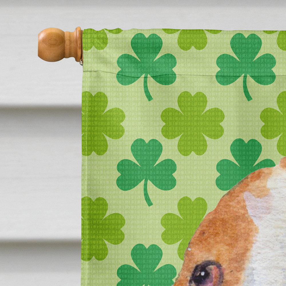 Basset Hound St. Patrick's Day Shamrock Portrait House Flag 28x40 Porch Sleeve Pole Decorative Outside Yard Banner Artwork Wall Hanging, Polyester