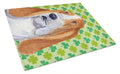 Basset Hound St. Patrick's Day Shamrock Portrait Cutting Board Tempered Glass Kitchen Cutting Surface, Heat Resistant Chopping, Non-Slip Feet, Food Prep & Serving