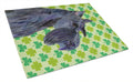Scottish Terrier St. Patrick's Day Shamrock Portrait Cutting Board Tempered Glass Kitchen Cutting Surface, Heat Resistant Chopping, Non-Slip Feet, Food Prep & Serving