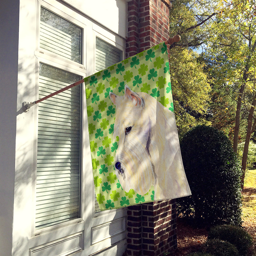 Scottish Terrier St. Patrick's Day Shamrock Portrait House Flag 28x40 Porch Sleeve Pole Decorative Outside Yard Banner Artwork Wall Hanging, Polyester