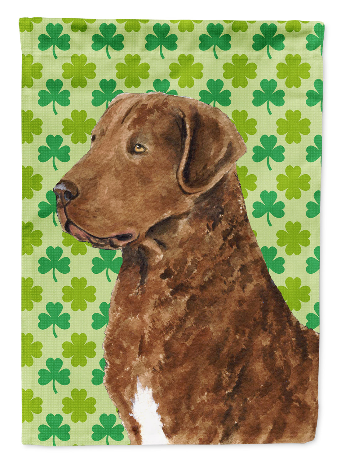 Chesapeake Bay Retriever St. Patrick's Day Shamrock Portrait House Flag 28x40 Porch Sleeve Pole Decorative Outside Yard Banner Artwork Wall Hanging, Polyester