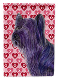 Skye Terrier Hearts Love and Valentine's Day Portrait House Flag 28x40 Porch Sleeve Pole Decorative Outside Yard Banner Artwork Wall Hanging, Polyester
