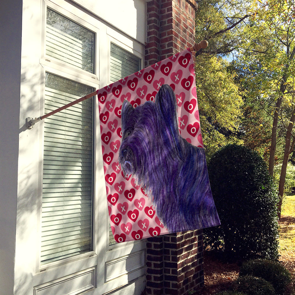Skye Terrier Hearts Love and Valentine's Day Portrait House Flag 28x40 Porch Sleeve Pole Decorative Outside Yard Banner Artwork Wall Hanging, Polyester