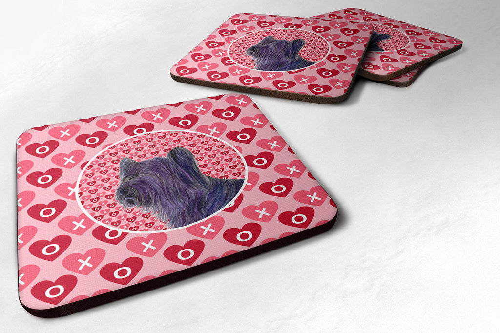 Skye Terrier Hearts Love and Valentine's Day Portrait Foam Coasters Set of 4 Cup Coasters for Indoor Outdoor, Tabletop Protection, Anti Slip, Mouse pad Material