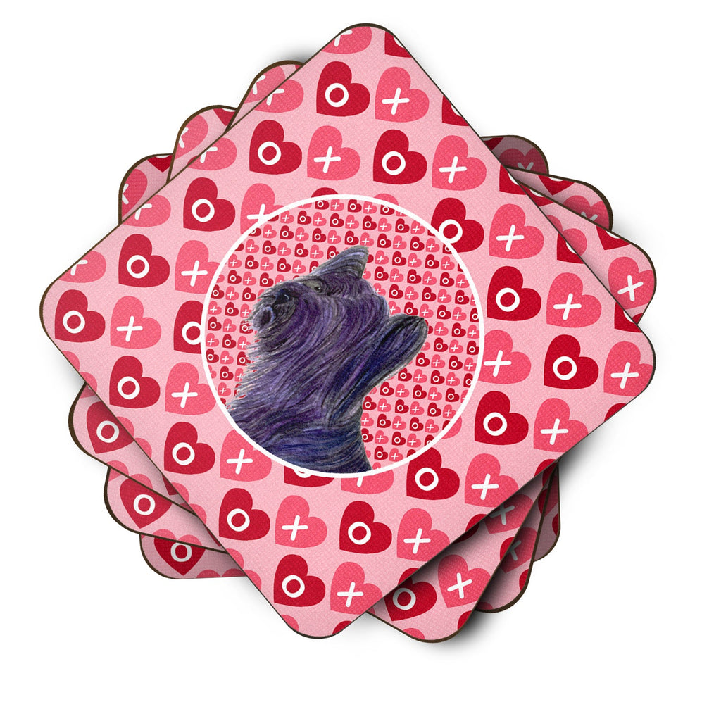 Skye Terrier Hearts Love and Valentine's Day Portrait Foam Coasters Set of 4 Cup Coasters for Indoor Outdoor, Tabletop Protection, Anti Slip, Mouse pad Material