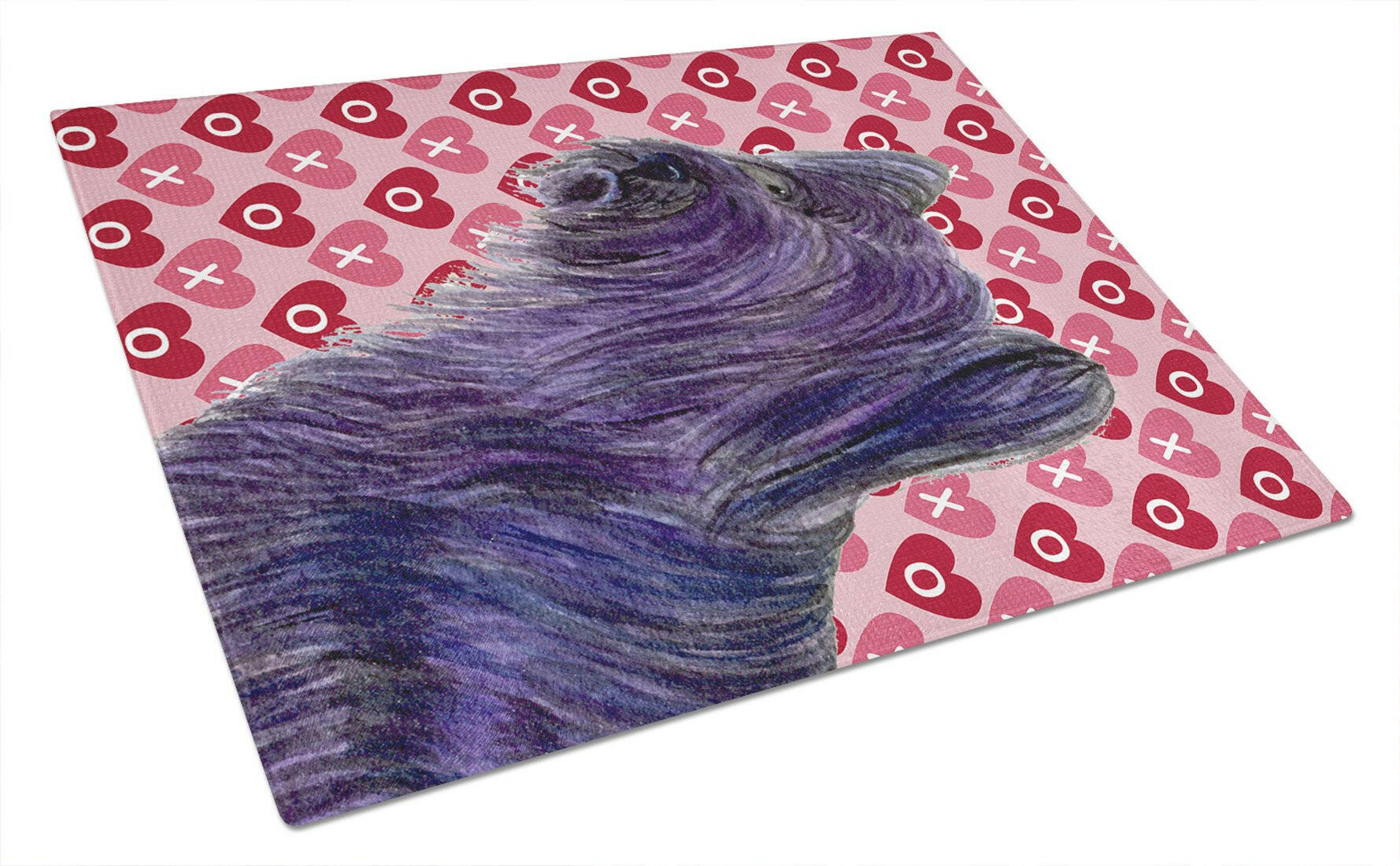 Skye Terrier Hearts Love and Valentine's Day Portrait Cutting Board Tempered Glass Kitchen Cutting Surface, Heat Resistant Chopping, Non-Slip Feet, Food Prep & Serving