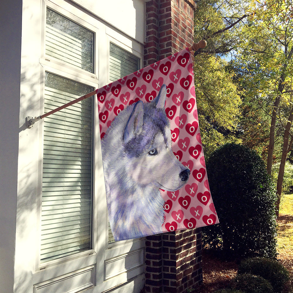 Siberian Husky Hearts Love Valentine's Day House Flag 28x40 Porch Sleeve Pole Decorative Outside Yard Banner Artwork Wall Hanging, Polyester