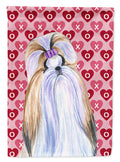 Shih Tzu Hearts Love and Valentine's Day Portrait House Flag 28x40 Porch Sleeve Pole Decorative Outside Yard Banner Artwork Wall Hanging, Polyester