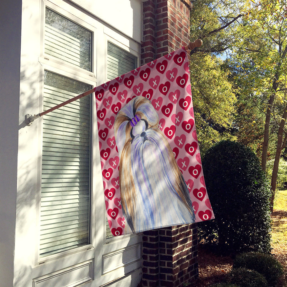 Shih Tzu Hearts Love and Valentine's Day Portrait House Flag 28x40 Porch Sleeve Pole Decorative Outside Yard Banner Artwork Wall Hanging, Polyester