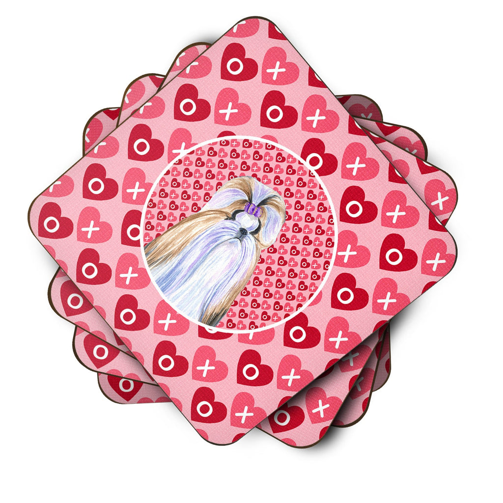 Shih Tzu Hearts Love and Valentine's Day Portrait Foam Coasters Set of 4 Cup Coasters for Indoor Outdoor, Tabletop Protection, Anti Slip, Mouse pad Material