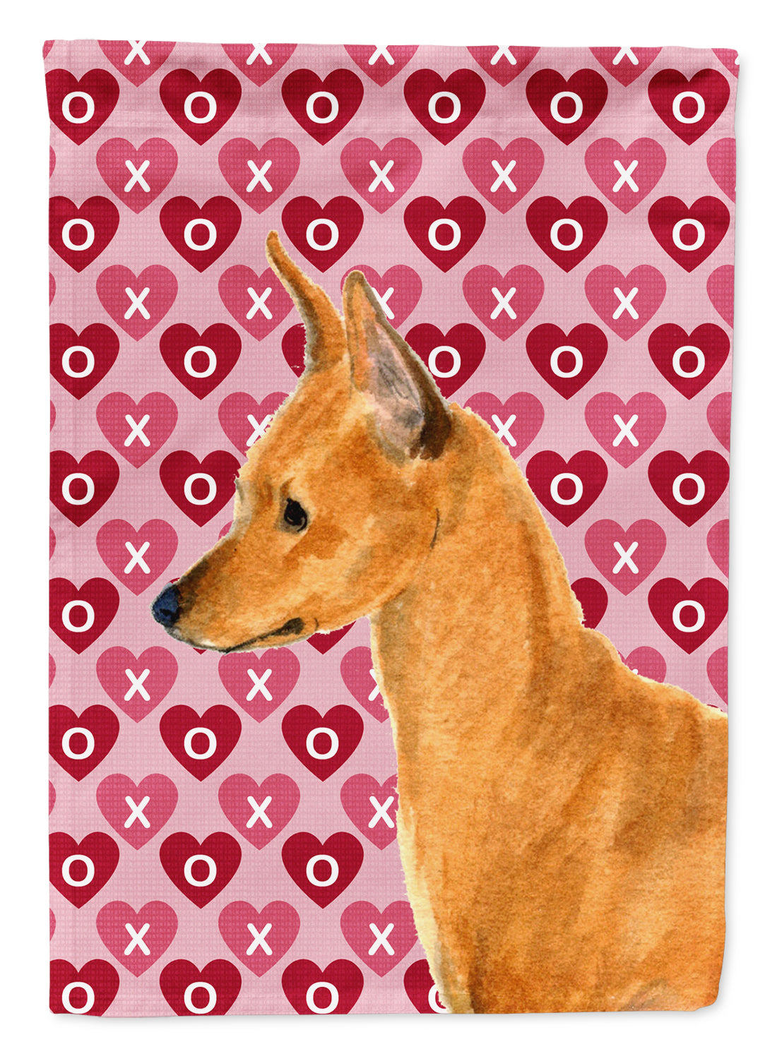 Min Pin Hearts Love and Valentine's Day Portrait House Flag 28x40 Porch Sleeve Pole Decorative Outside Yard Banner Artwork Wall Hanging, Polyester
