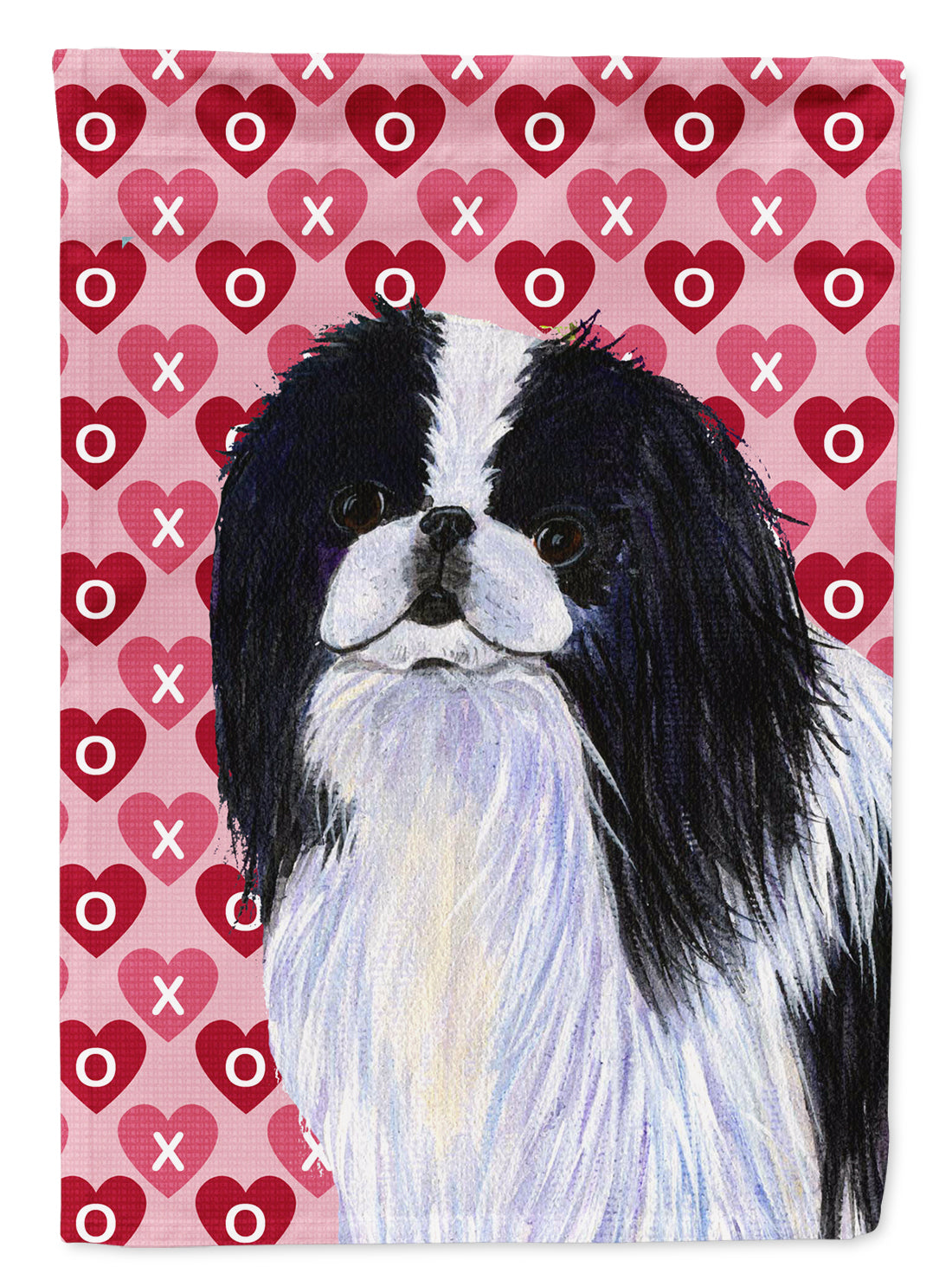 Japanese Chin Hearts Love and Valentine's Day Portrait House Flag 28x40 Porch Sleeve Pole Decorative Outside Yard Banner Artwork Wall Hanging, Polyester