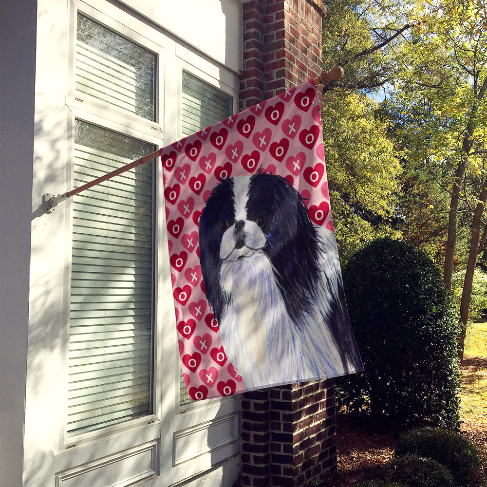 Japanese Chin Hearts Love and Valentine's Day Portrait House Flag 28x40 Porch Sleeve Pole Decorative Outside Yard Banner Artwork Wall Hanging, Polyester