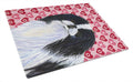 Japanese Chin Hearts Love and Valentine's Day Portrait Cutting Board Tempered Glass Kitchen Cutting Surface, Heat Resistant Chopping, Non-Slip Feet, Food Prep & Serving