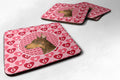 Doberman Hearts Love and Valentine's Day Portrait Foam Coasters Set of 4 Cup Coasters for Indoor Outdoor, Tabletop Protection, Anti Slip, Mouse pad Material