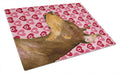Doberman Hearts Love and Valentine's Day Portrait Cutting Board Tempered Glass Kitchen Cutting Surface, Heat Resistant Chopping, Non-Slip Feet, Food Prep & Serving