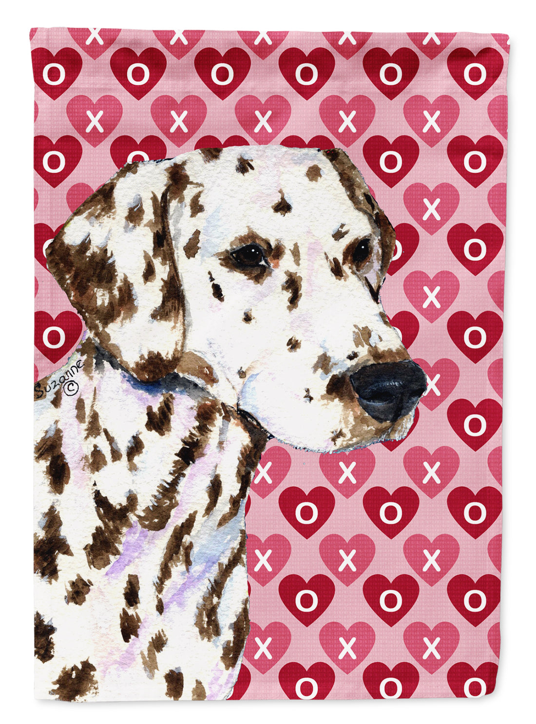 Dalmatian Hearts Love and Valentine's Day Portrait House Flag 28x40 Porch Sleeve Pole Decorative Outside Yard Banner Artwork Wall Hanging, Polyester