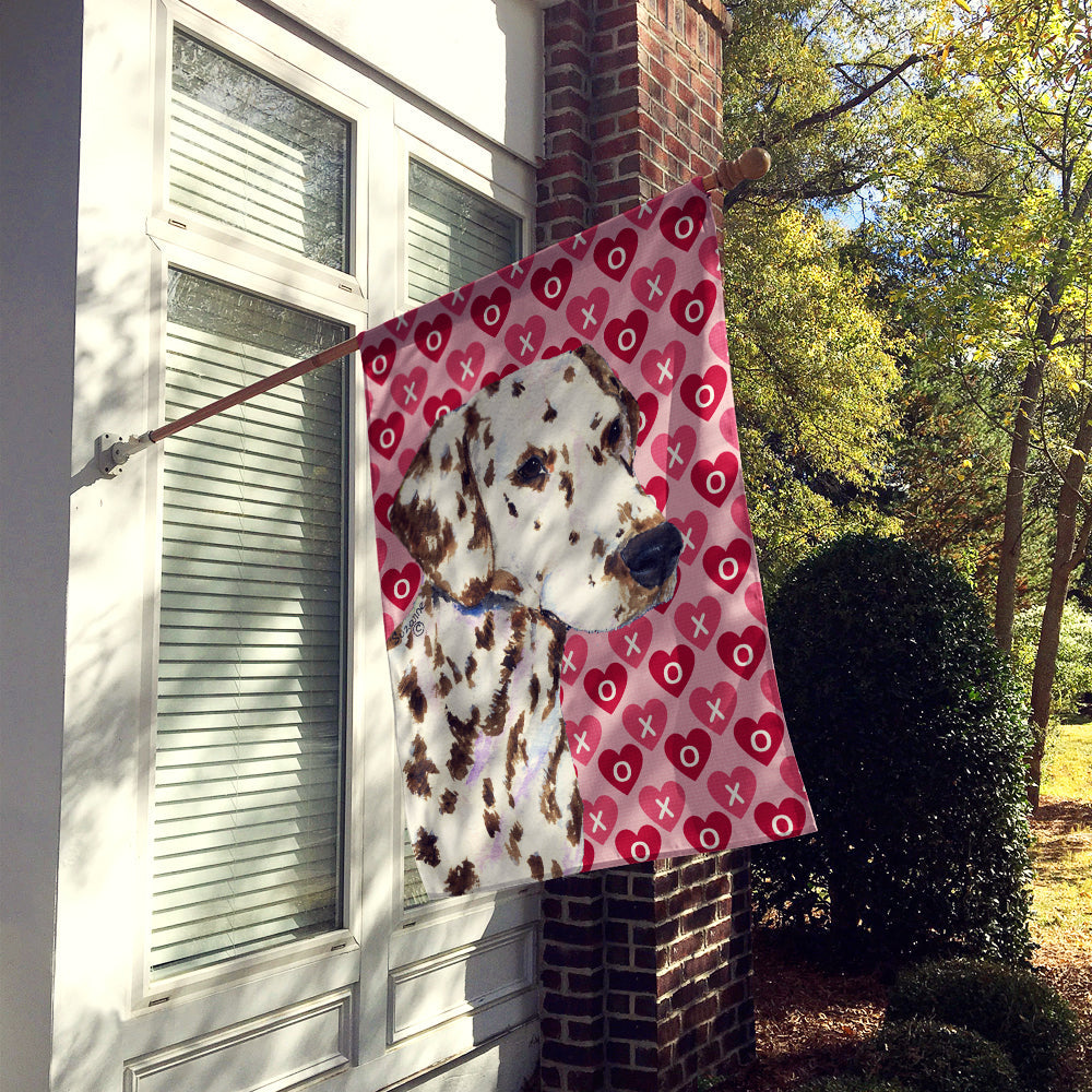 Dalmatian Hearts Love and Valentine's Day Portrait House Flag 28x40 Porch Sleeve Pole Decorative Outside Yard Banner Artwork Wall Hanging, Polyester