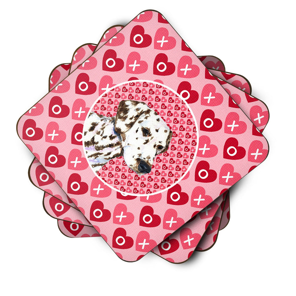 Dalmatian Hearts Love and Valentine's Day Portrait Foam Coasters Set of 4 Cup Coasters for Indoor Outdoor, Tabletop Protection, Anti Slip, Mouse pad Material