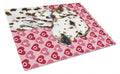Dalmatian Hearts Love and Valentine's Day Portrait Cutting Board Tempered Glass Kitchen Cutting Surface, Heat Resistant Chopping, Non-Slip Feet, Food Prep & Serving
