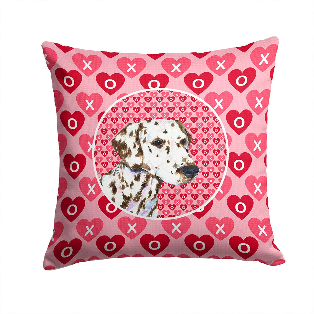 Dalmatian Hearts Love and Valentine's Day Portrait Decorative Throw Pillow 14x14 Indoor Outdoor Accent Cushion, Fabric Cover with Insert for Sofa, Bed, Porch & Living Room