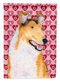 Collie Smooth Hearts Love and Valentine's Day Portrait House Flag 28x40 Porch Sleeve Pole Decorative Outside Yard Banner Artwork Wall Hanging, Polyester