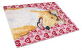 Collie Smooth Hearts Love and Valentine's Day Portrait Cutting Board Tempered Glass Kitchen Cutting Surface, Heat Resistant Chopping, Non-Slip Feet, Food Prep & Serving