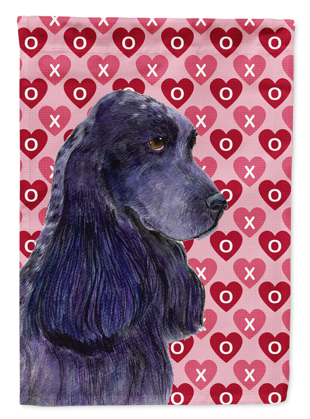 Black Cocker Spaniel Hearts Love Valentine's Day House Flag 28x40 Porch Sleeve Pole Decorative Outside Yard Banner Artwork Wall Hanging, Polyester