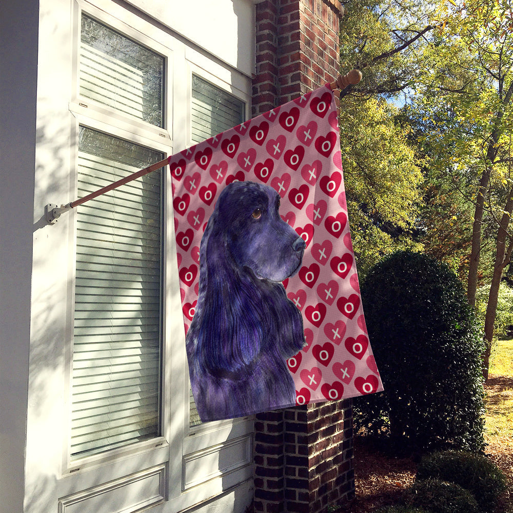 Black Cocker Spaniel Hearts Love Valentine's Day House Flag 28x40 Porch Sleeve Pole Decorative Outside Yard Banner Artwork Wall Hanging, Polyester