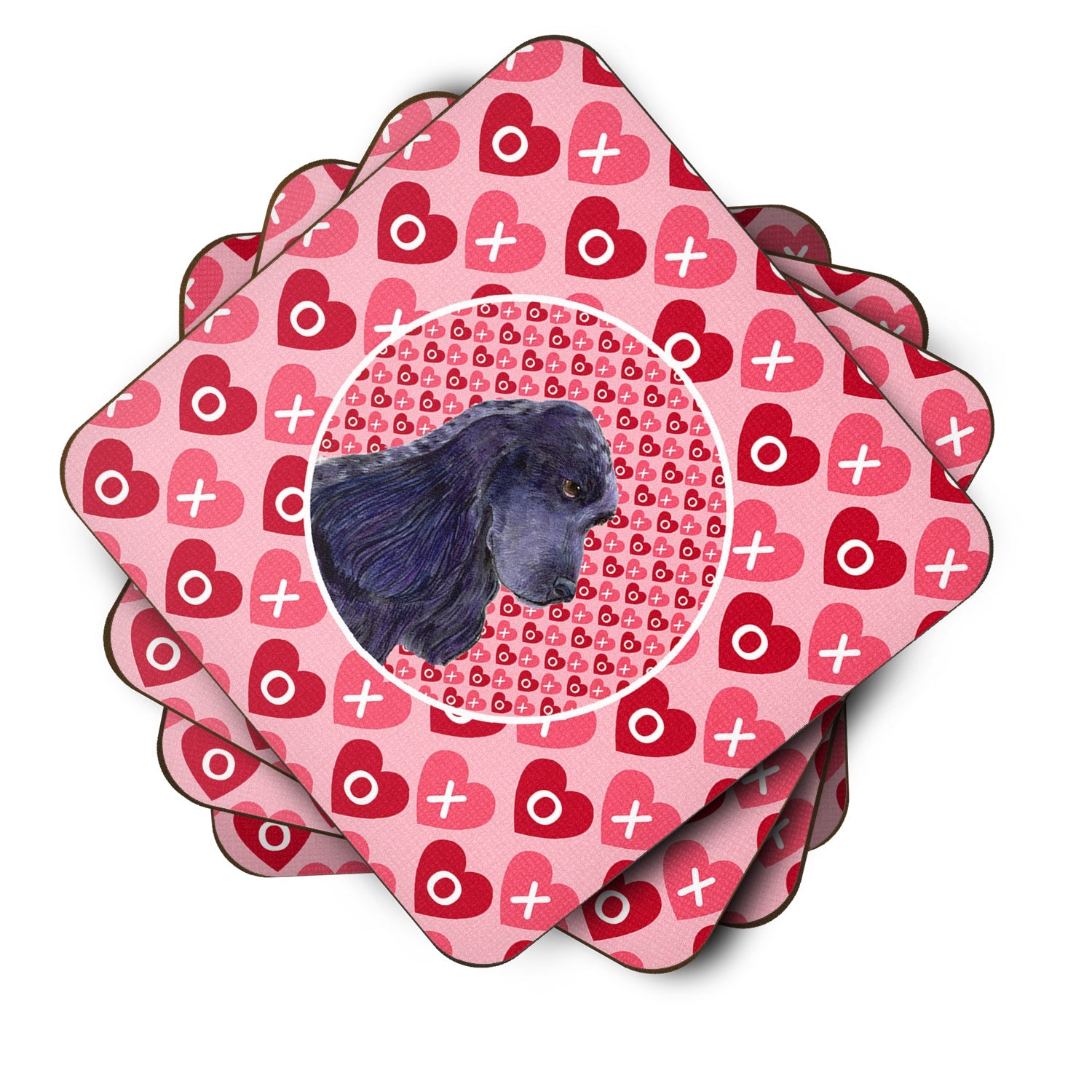 Black Cocker Spaniel Hearts Love Valentine's Day Foam Coasters Set of 4 Cup Coasters for Indoor Outdoor, Tabletop Protection, Anti Slip, Mouse pad Material
