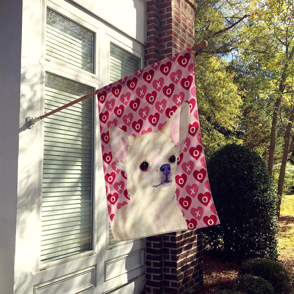 Chihuahua Hearts Love and Valentine's Day Portrait House Flag 28x40 Porch Sleeve Pole Decorative Outside Yard Banner Artwork Wall Hanging, Polyester