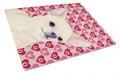 Chihuahua Hearts Love and Valentine's Day Portrait Cutting Board Tempered Glass Kitchen Cutting Surface, Heat Resistant Chopping, Non-Slip Feet, Food Prep & Serving