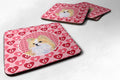 Chihuahua Hearts Love and Valentine's Day Portrait Foam Coasters Set of 4 Cup Coasters for Indoor Outdoor, Tabletop Protection, Anti Slip, Mouse pad Material