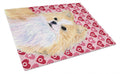 Chihuahua Hearts Love and Valentine's Day Portrait Cutting Board Tempered Glass Kitchen Cutting Surface, Heat Resistant Chopping, Non-Slip Feet, Food Prep & Serving