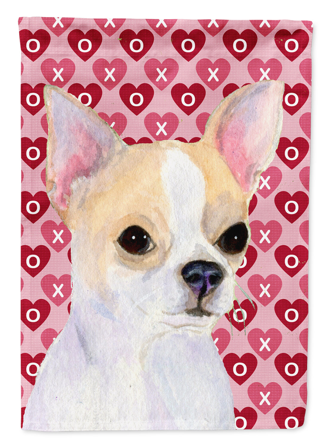 Chihuahua Hearts Love and Valentine's Day Portrait House Flag 28x40 Porch Sleeve Pole Decorative Outside Yard Banner Artwork Wall Hanging, Polyester