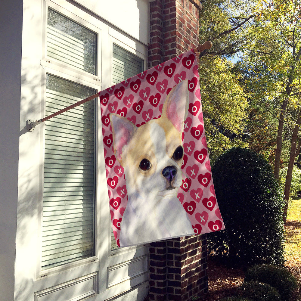 Chihuahua Hearts Love and Valentine's Day Portrait House Flag 28x40 Porch Sleeve Pole Decorative Outside Yard Banner Artwork Wall Hanging, Polyester