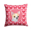Chihuahua Hearts Love and Valentine's Day Portrait Decorative Throw Pillow 14x14 Indoor Outdoor Accent Cushion, Fabric Cover with Insert for Sofa, Bed, Porch & Living Room
